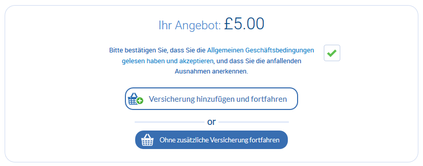 Add insurance and continue